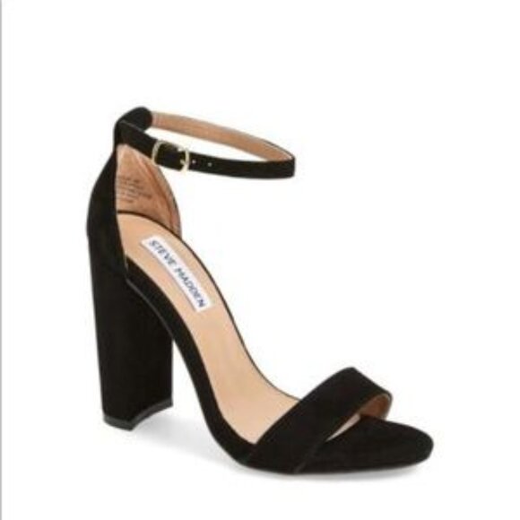 Steve Madden Carrson Block Heel Black Suede sandal 5.5 - Picture 1 of 11